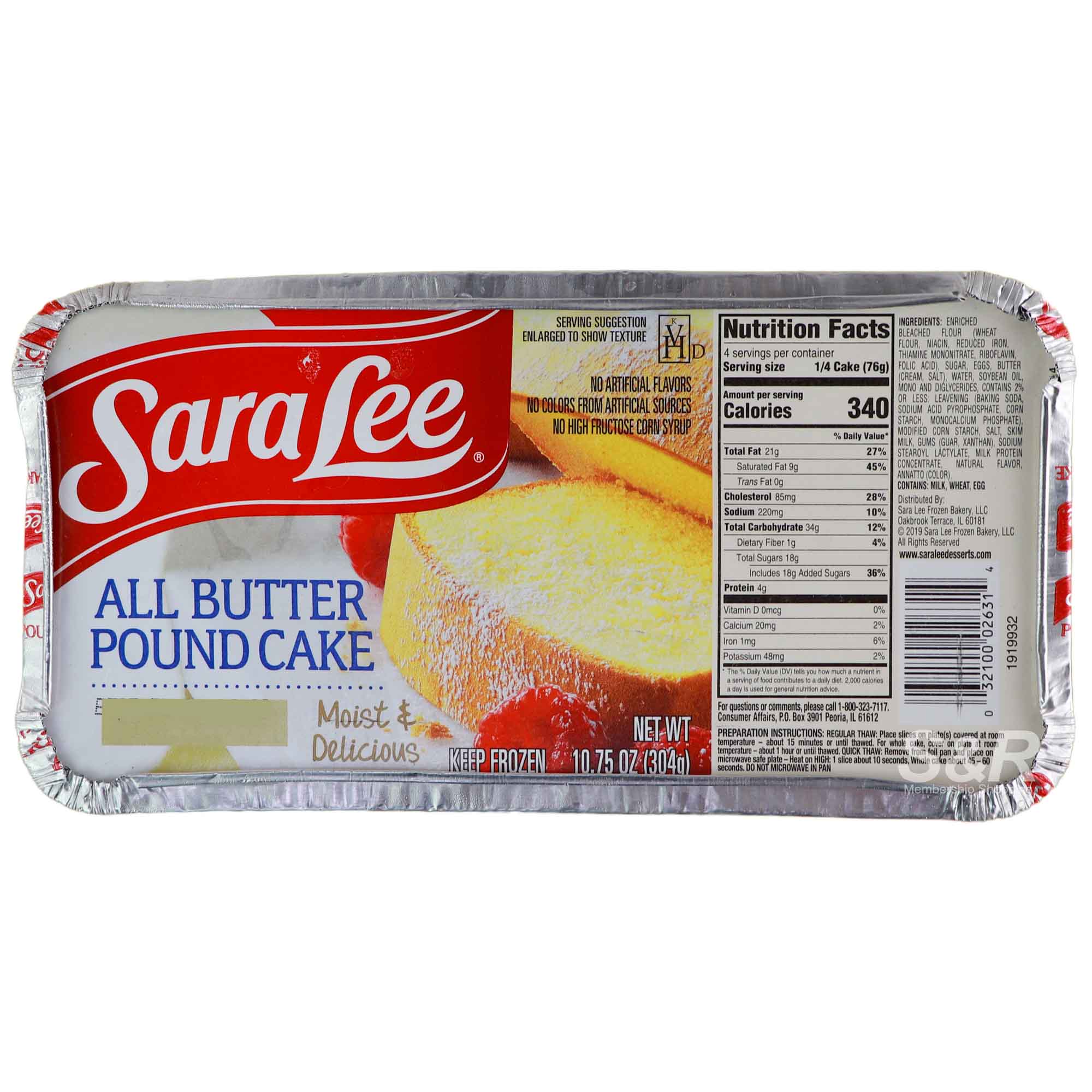 Sara Lee All Butter Pound Cake 304g Sara Lee All Butter Pound Cake 304g